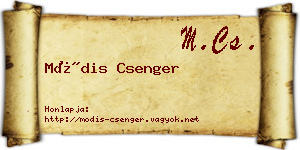 Módis Csenger névjegykártya